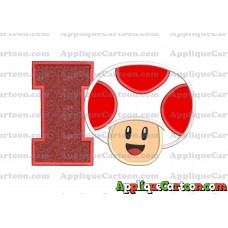 Face Toad Super Mario Applique Embroidery Design With Alphabet I
