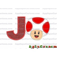 Face Toad Super Mario Applique Embroidery Design With Alphabet J