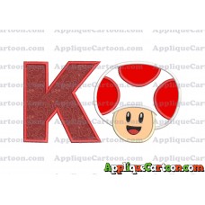Face Toad Super Mario Applique Embroidery Design With Alphabet K