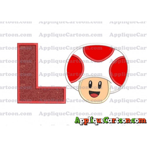 Face Toad Super Mario Applique Embroidery Design With Alphabet L