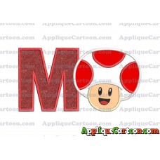 Face Toad Super Mario Applique Embroidery Design With Alphabet M