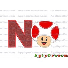 Face Toad Super Mario Applique Embroidery Design With Alphabet N