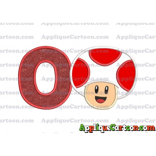Face Toad Super Mario Applique Embroidery Design With Alphabet O