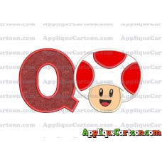 Face Toad Super Mario Applique Embroidery Design With Alphabet Q