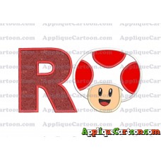 Face Toad Super Mario Applique Embroidery Design With Alphabet R