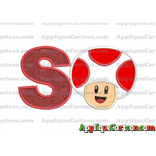 Face Toad Super Mario Applique Embroidery Design With Alphabet S