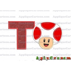 Face Toad Super Mario Applique Embroidery Design With Alphabet T