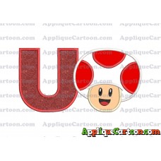 Face Toad Super Mario Applique Embroidery Design With Alphabet U