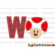 Face Toad Super Mario Applique Embroidery Design With Alphabet W