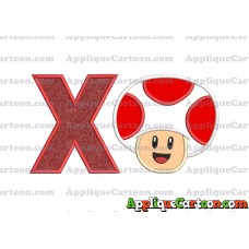 Face Toad Super Mario Applique Embroidery Design With Alphabet X