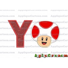Face Toad Super Mario Applique Embroidery Design With Alphabet Y