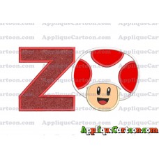 Face Toad Super Mario Applique Embroidery Design With Alphabet Z
