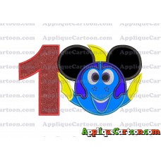 Finding Dory Applique Embroidery Design Birthday Number 1