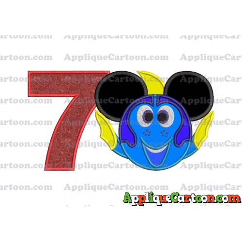 Finding Dory Applique Embroidery Design Birthday Number 7