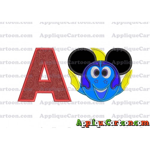 Finding Dory Applique Embroidery Design With Alphabet A