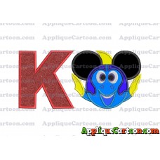 Finding Dory Applique Embroidery Design With Alphabet K