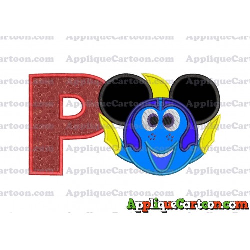 Finding Dory Applique Embroidery Design With Alphabet P