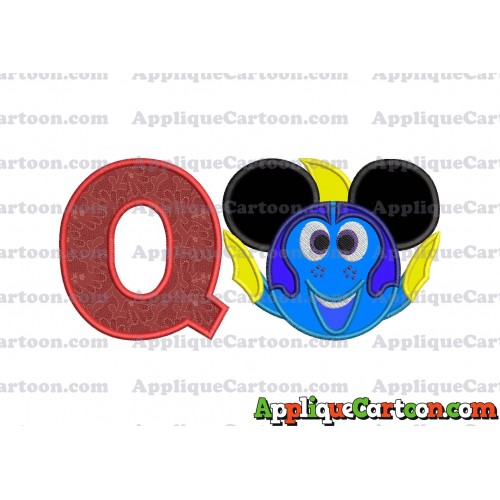 Finding Dory Applique Embroidery Design With Alphabet Q