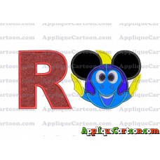 Finding Dory Applique Embroidery Design With Alphabet R
