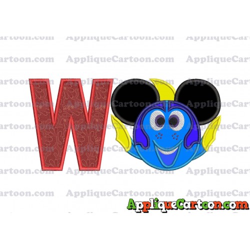 Finding Dory Applique Embroidery Design With Alphabet W