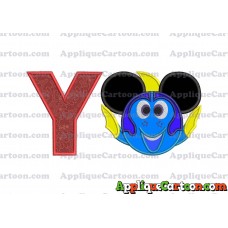 Finding Dory Applique Embroidery Design With Alphabet Y