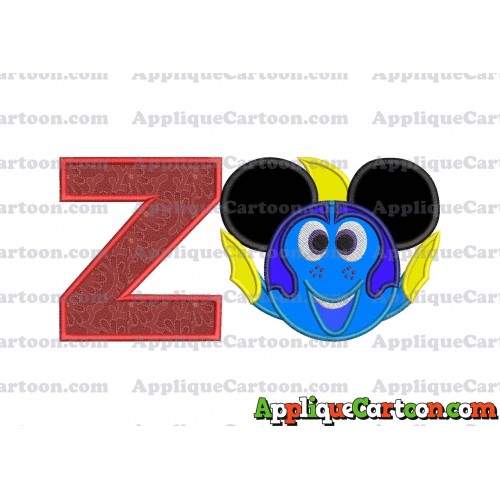 Finding Dory Applique Embroidery Design With Alphabet Z