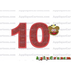 Fozzie Muppet Baby Head 01 Applique Embroidery Design Birthday Number 10