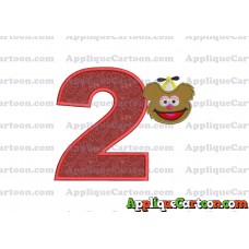 Fozzie Muppet Baby Head 01 Applique Embroidery Design Birthday Number 2