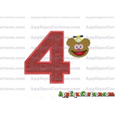 Fozzie Muppet Baby Head 01 Applique Embroidery Design Birthday Number 4