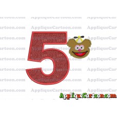 Fozzie Muppet Baby Head 01 Applique Embroidery Design Birthday Number 5