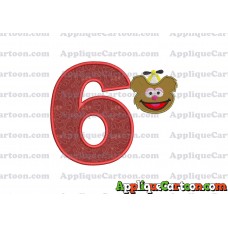 Fozzie Muppet Baby Head 01 Applique Embroidery Design Birthday Number 6