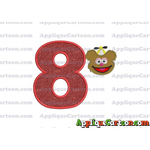 Fozzie Muppet Baby Head 01 Applique Embroidery Design Birthday Number 8