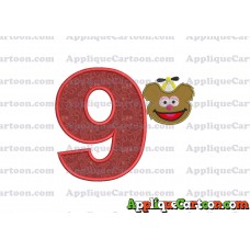 Fozzie Muppet Baby Head 01 Applique Embroidery Design Birthday Number 9