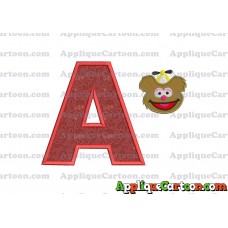 Fozzie Muppet Baby Head 01 Applique Embroidery Design With Alphabet A