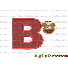 Fozzie Muppet Baby Head 01 Applique Embroidery Design With Alphabet B