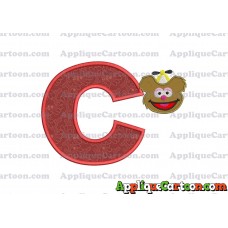 Fozzie Muppet Baby Head 01 Applique Embroidery Design With Alphabet C