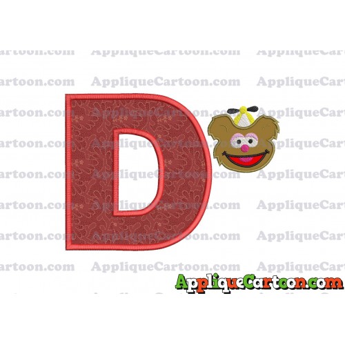 Fozzie Muppet Baby Head 01 Applique Embroidery Design With Alphabet D