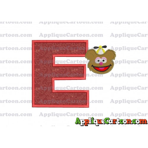 Fozzie Muppet Baby Head 01 Applique Embroidery Design With Alphabet E