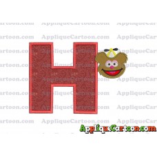 Fozzie Muppet Baby Head 01 Applique Embroidery Design With Alphabet H
