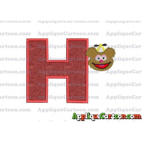 Fozzie Muppet Baby Head 01 Applique Embroidery Design With Alphabet H