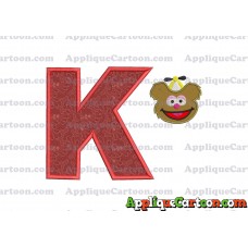 Fozzie Muppet Baby Head 01 Applique Embroidery Design With Alphabet K