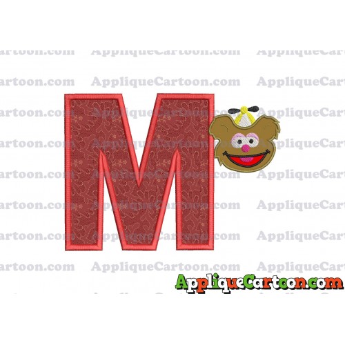 Fozzie Muppet Baby Head 01 Applique Embroidery Design With Alphabet M