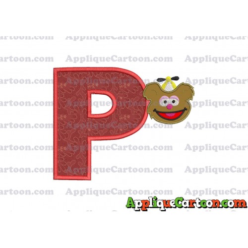 Fozzie Muppet Baby Head 01 Applique Embroidery Design With Alphabet P