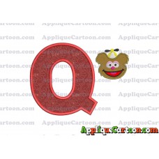 Fozzie Muppet Baby Head 01 Applique Embroidery Design With Alphabet Q