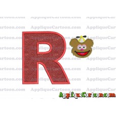 Fozzie Muppet Baby Head 01 Applique Embroidery Design With Alphabet R