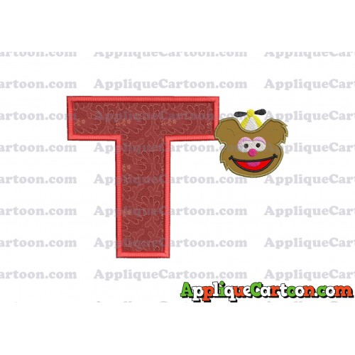 Fozzie Muppet Baby Head 01 Applique Embroidery Design With Alphabet T