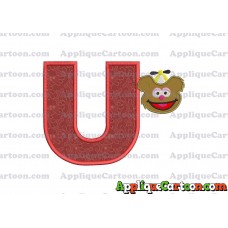 Fozzie Muppet Baby Head 01 Applique Embroidery Design With Alphabet U