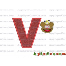 Fozzie Muppet Baby Head 01 Applique Embroidery Design With Alphabet V