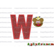 Fozzie Muppet Baby Head 01 Applique Embroidery Design With Alphabet W
