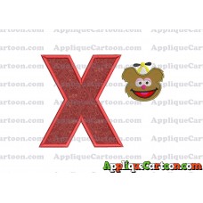 Fozzie Muppet Baby Head 01 Applique Embroidery Design With Alphabet X